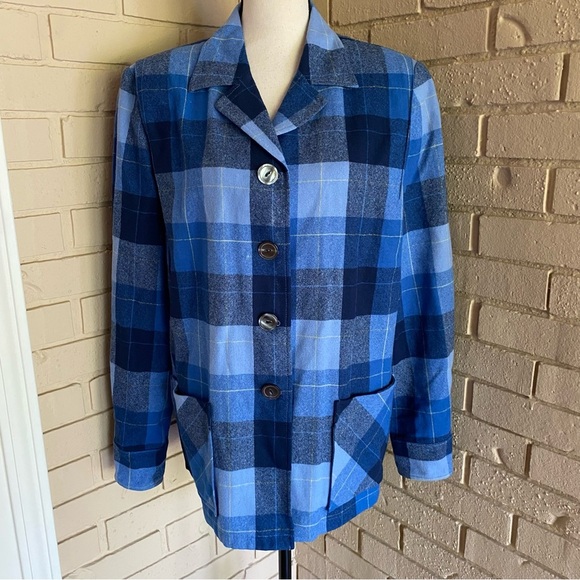 Pendleton Vtg Virgin Wool Jacket Womens Large Plaid Button Collar 49er Heritage - Picture 1 of 8